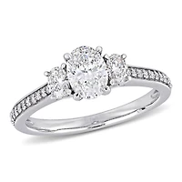 Miabella 1 1/10 Carat T.W. Diamond 14K White Gold Oval 3-Stone Engagement Ring