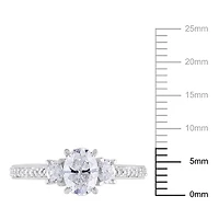 Miabella 1 1/10 Carat T.W. Diamond 14K White Gold Oval 3-Stone Engagement Ring