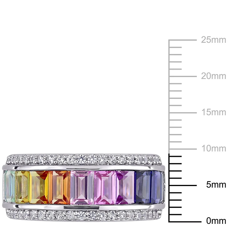 Bague Miabella avec 3 7/8 CT PBT de multi couleur saphir synthétique en argent sterling