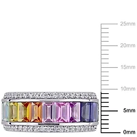 Bague Miabella avec 3 7/8 CT PBT de multi couleur saphir synthétique en argent sterling