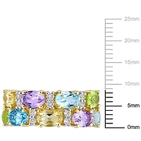 Miabella 5 Carat T.G.W Multi-Gemstone Yellow Rhodium-Plated Sterling Silver Cluster Ring