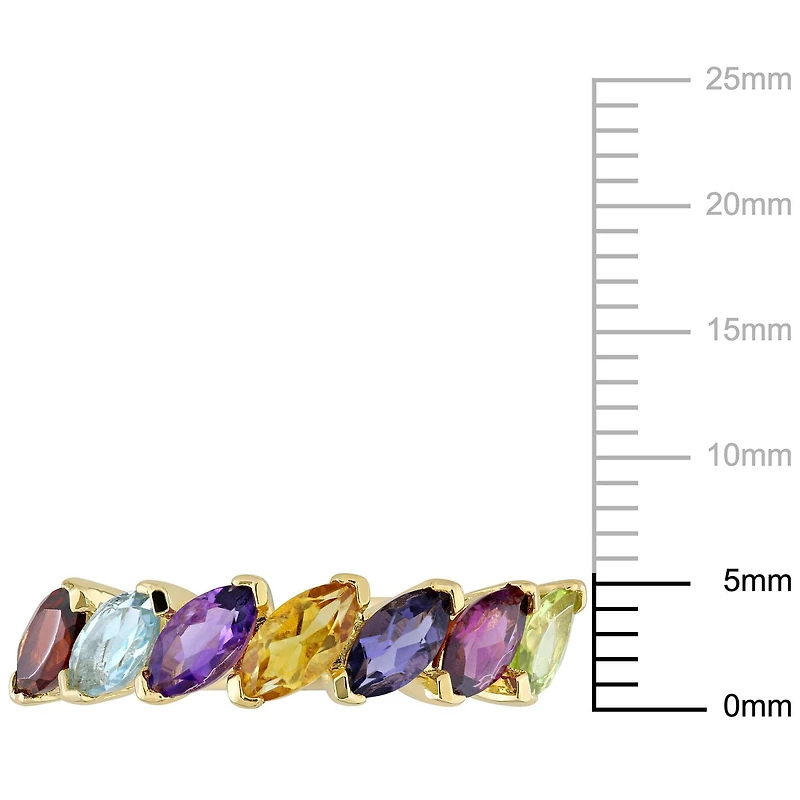 Miabella 1 3/4 Carat T.G.W Gemstone Yellow Rhodium-Plated Sterling Silver Ring