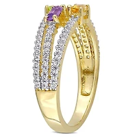Bague Miabella avec 5/8 CT PBT de multi pierre précieuse en argent sterling plaqué rhodium jaune
