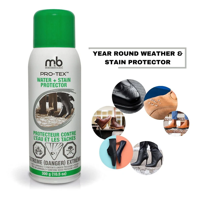 Moneysworth & Best Pro-Tex Water & Stain Shoe Protector 3PK, Protects Leather, Suede, & Fabric, 300g/10.5oz
