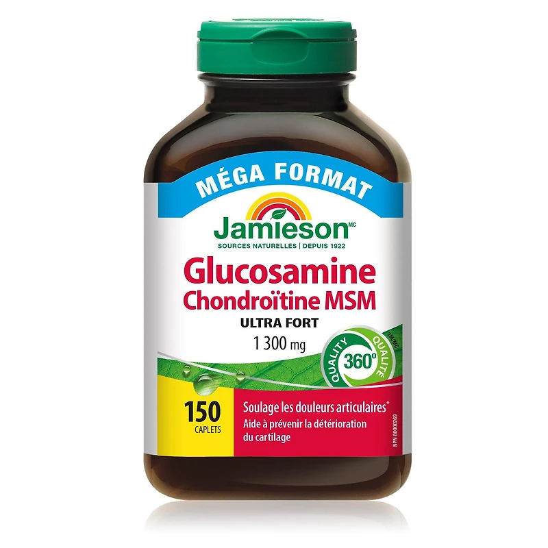 Jamieson Glucosamine chondroïtine MSM 1,300 mg caplets, méga format