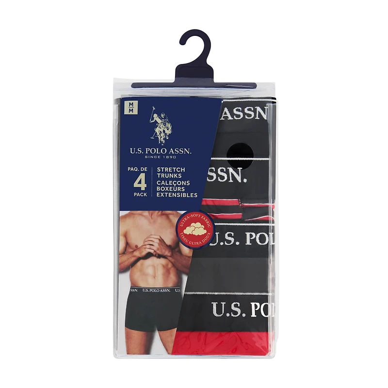 U.S. POLO ASSN. Men's Underwear 4 Pack Ultra Soft Trunks