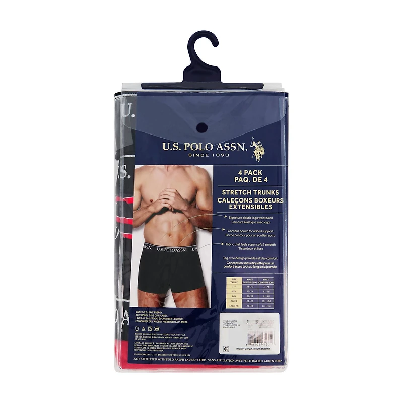 U.S. POLO ASSN. Men's Underwear 4 Pack Ultra Soft Trunks