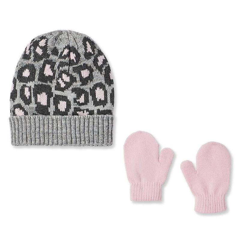 Ensemble 2 pièces avec tuque et mitaines en tricot George pour petites filles