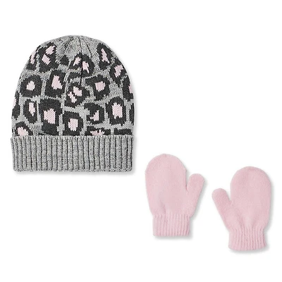 Ensemble 2 pièces avec tuque et mitaines en tricot George pour petites filles