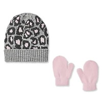 Ensemble 2 pièces avec tuque et mitaines en tricot George pour petites filles