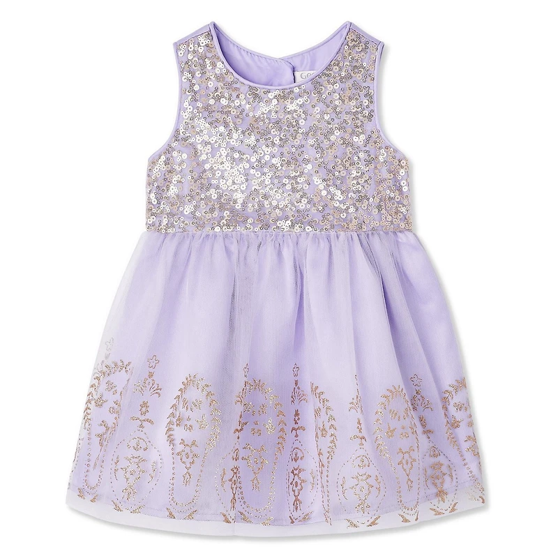 George Baby Girls' Sequined Bodice Dress with Mesh Skirt