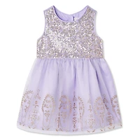 George Baby Girls' Sequined Bodice Dress with Mesh Skirt