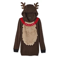 chandail de noël, ample et à capuchon, du petit renne au nez rouge