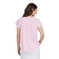 Chaps Women's Short Sleeve Lace Up Top