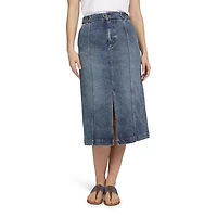 Chaps Women's Midi Cotton Denim Pencil Skirt with Pockets