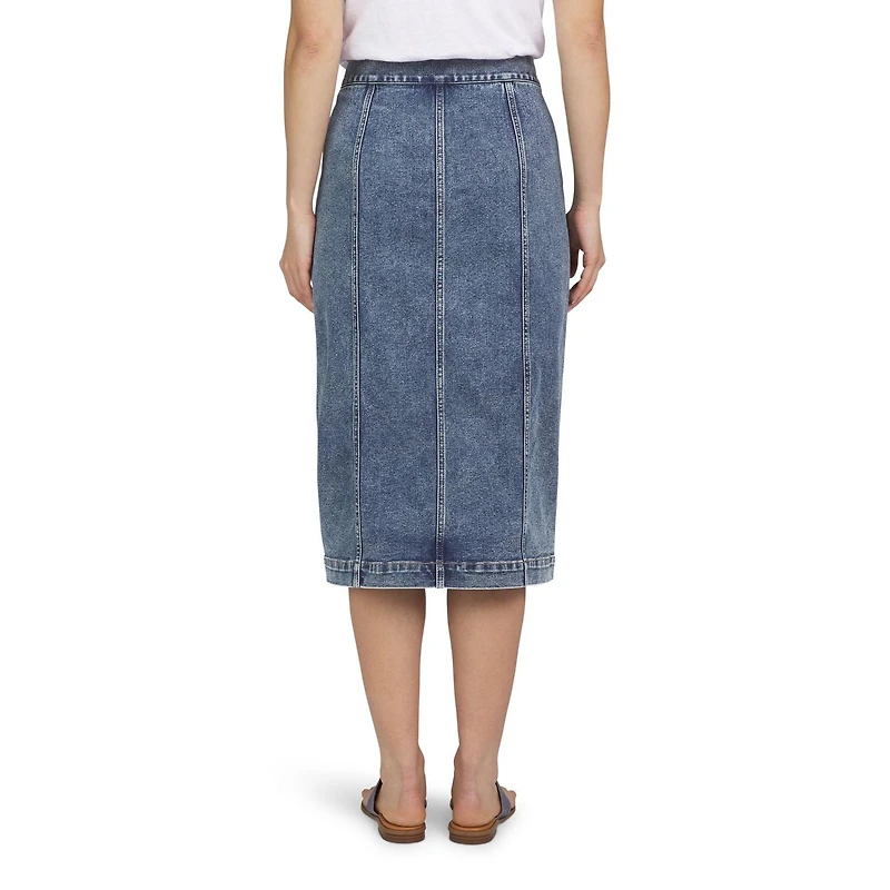 Chaps Women's Midi Cotton Denim Pencil Skirt with Pockets