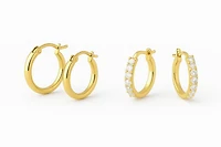 Luxury Designs Ensemble de duos de créoles plaquées or