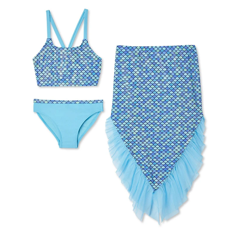 Ensemble de bain 3 pièces avec jupe sirène George pour filles