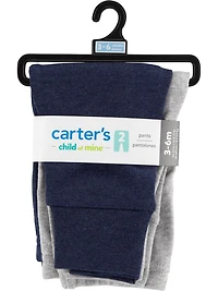 Carter's Child of Mine Baby Boys' Grey and Navy 2-Pack Pant, Pre-12M