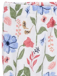 Carter's Child of Mine Baby Girl's Blue Floral 2-Pack Pants, Pre-24M