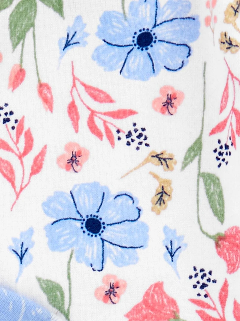 Carter's Child of Mine Baby Girls' Blue Floral 3-Pack Bodysuit, Pre-24M