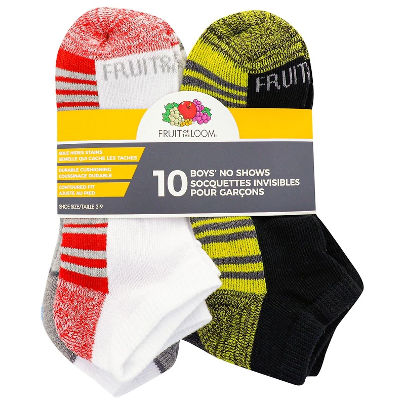 Fruit of the Loom Boy's 10 Pack No Show Socks