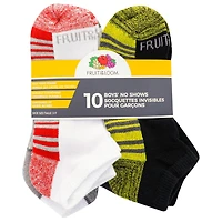 Fruit of the Loom Boy's 10 Pack No Show Socks