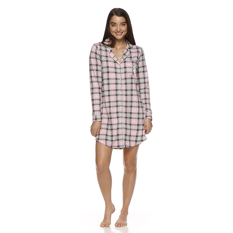 U.S. Polo Assn. Women's Pajama Long Sleeve Notch Collar Knit Nightshirt
