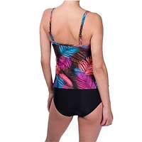 Ibiza Triple Tier  tankini with has 3 layers of mesh . Adjustable straps and C/D soft cups for added support and comfort. Extremely flattering for any body type.