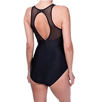 Ibiza Maillot de bain à col montant avec bonnets doux, panneau minceur et coutures princesse pour un effet amincissant. Détail au dos en filet  pour plus de soutien et de confort.