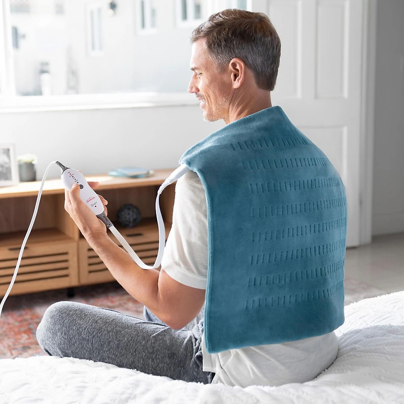 Premium XXL Size Heating Pad avec rangement compact bleu sarcelle