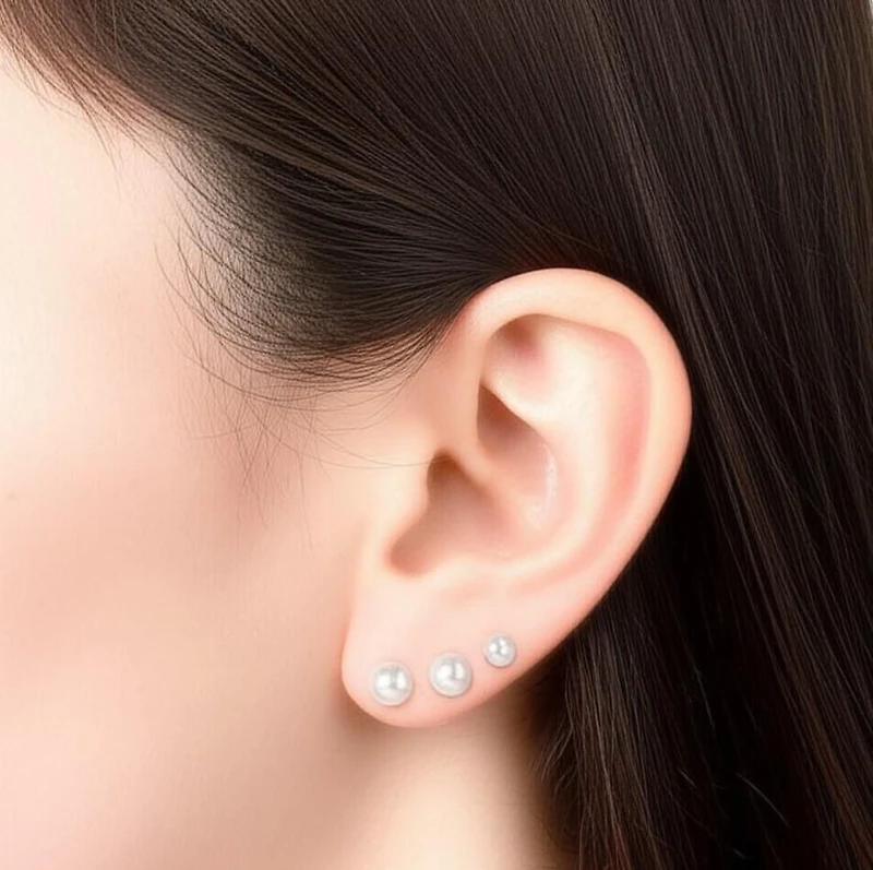Luxury Designs Silver Plated Trio Faux Pearl Studs