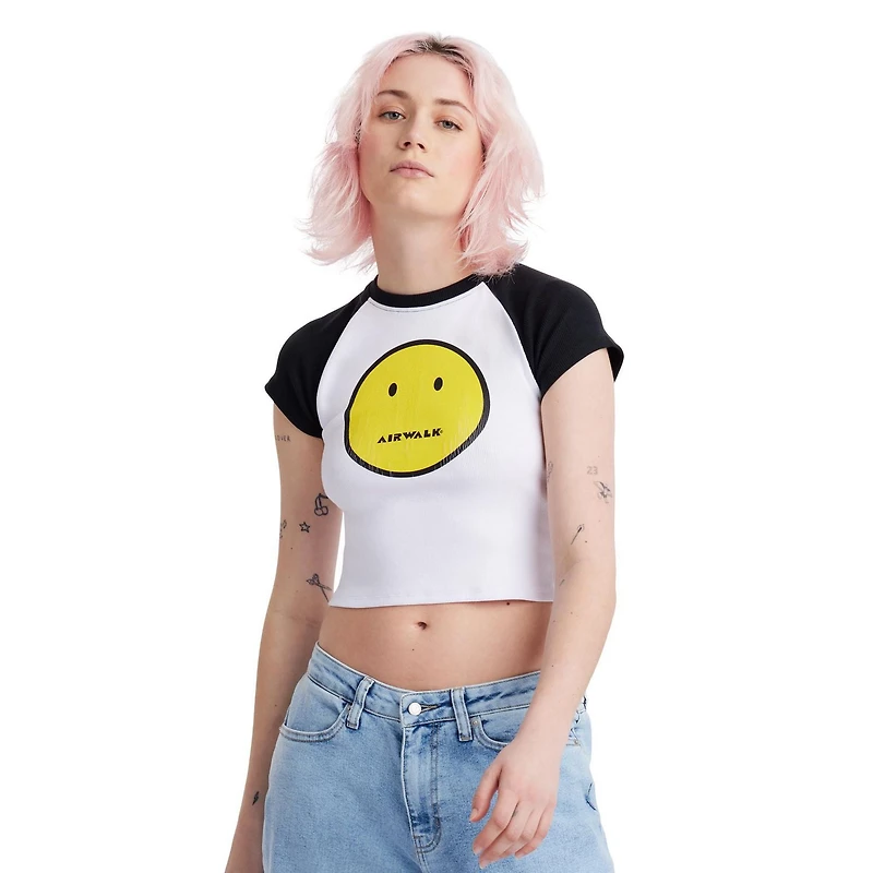 AIRWALK WOMENS SHORT SLEEVE CROP RIB TEE