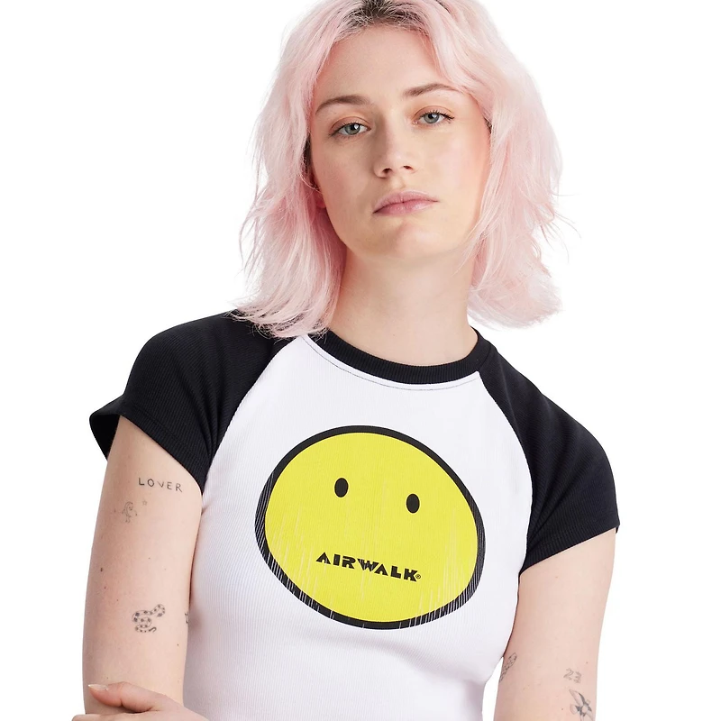 AIRWALK WOMENS SHORT SLEEVE CROP RIB TEE