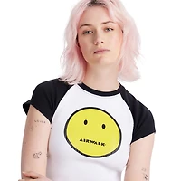 AIRWALK WOMENS SHORT SLEEVE CROP RIB TEE