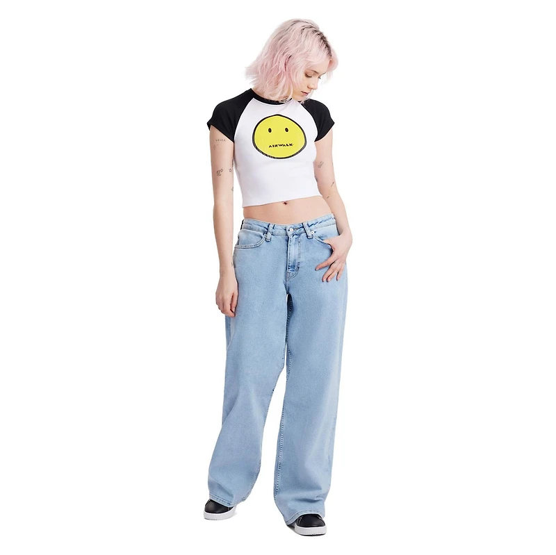 AIRWALK WOMENS SHORT SLEEVE CROP RIB TEE