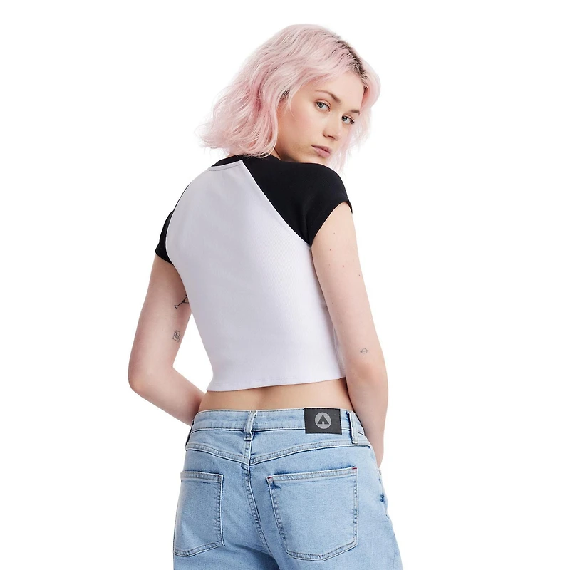 AIRWALK WOMENS SHORT SLEEVE CROP RIB TEE