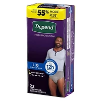 Sous-vêtements d’incontinence Depend Night Defense pour hommes, nuit, P/M - TG, gris
