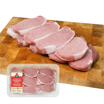 Maple Leaf Fresh Boneless Pork Chops Center and Rib End, Combo Pack 9 Pieces, 1.00 - 1.35 KG