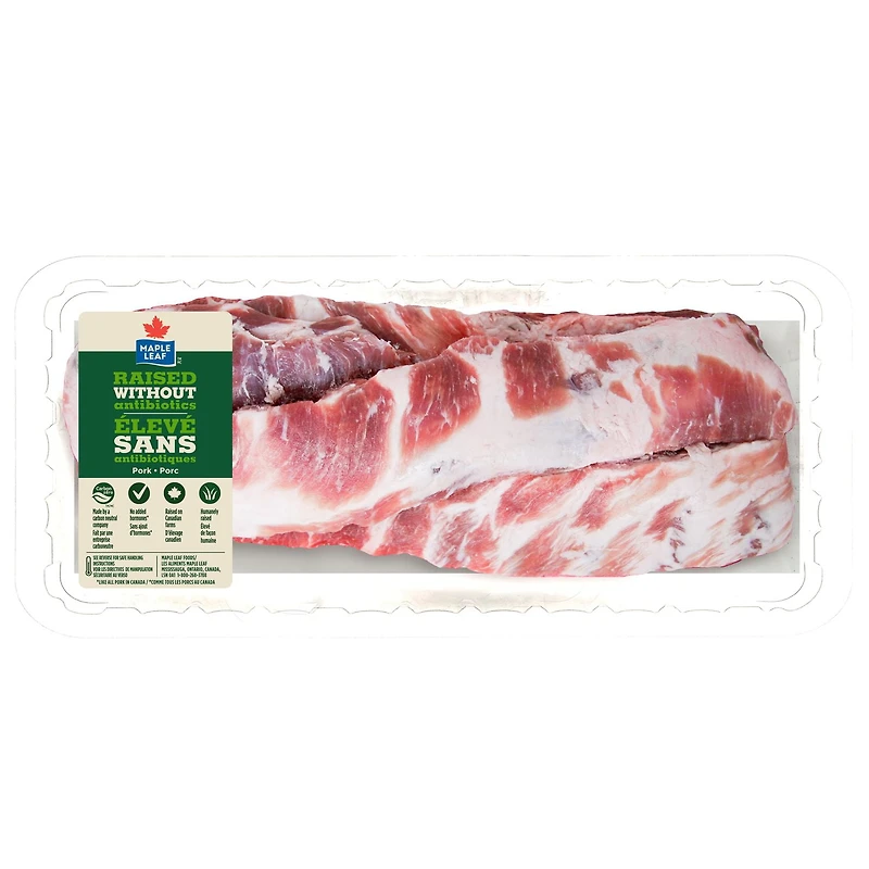 Maple Leaf Sweet & Sour Fresh Pork Side Ribs Raised Without Antibiotics, 3 Pork Side Ribs, 1.10 - 1.50 KG