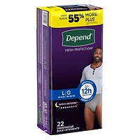 Sous-vêtements d’incontinence Depend Night Defense pour hommes, nuit, P/M - TG, gris