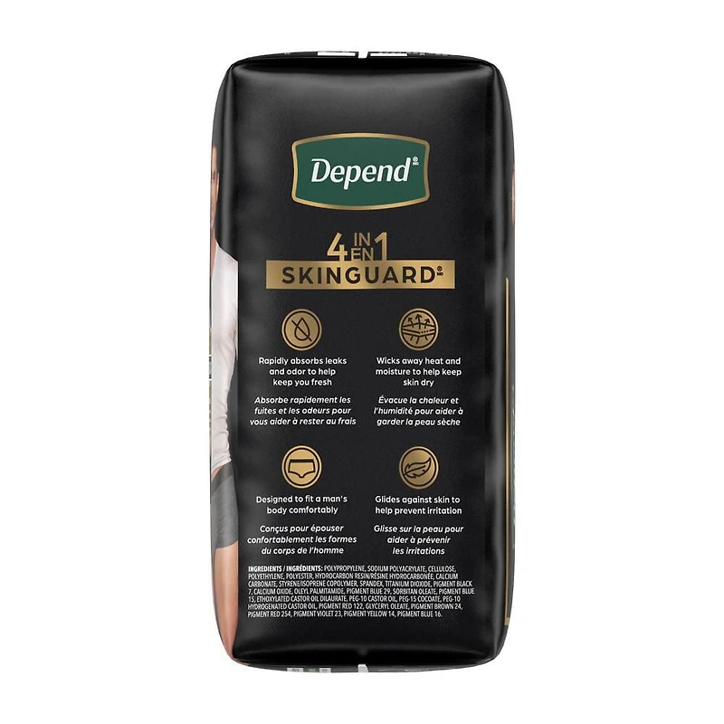 Depend Real Fit Incontinence Underwear for Men, Disposable, Maximum Absorbency, S/M-L/XL, Black and Grey
