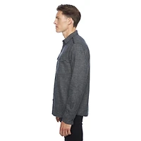 Chemise tissée à manches longues en flanelle pour hommes noir foncé