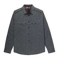 Dark Black Men's Long-Sleeve  Woven Shirt Flannel