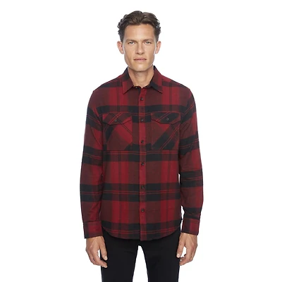 Dark Black Men's Long-Sleeve  Woven Shirt Flannel