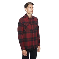Dark Black Men's Long-Sleeve  Woven Shirt Flannel