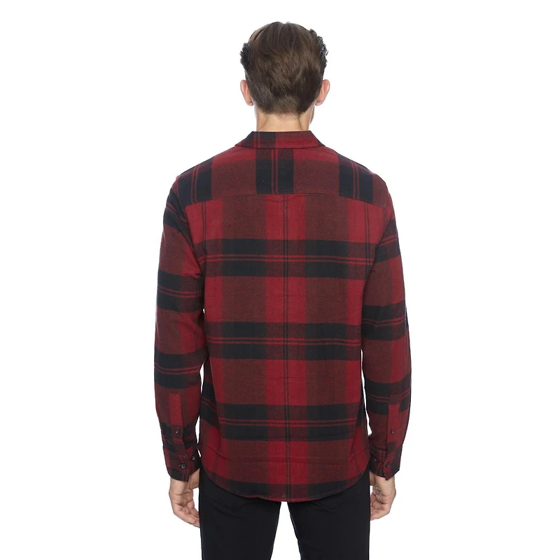 Dark Black Men's Long-Sleeve  Woven Shirt Flannel