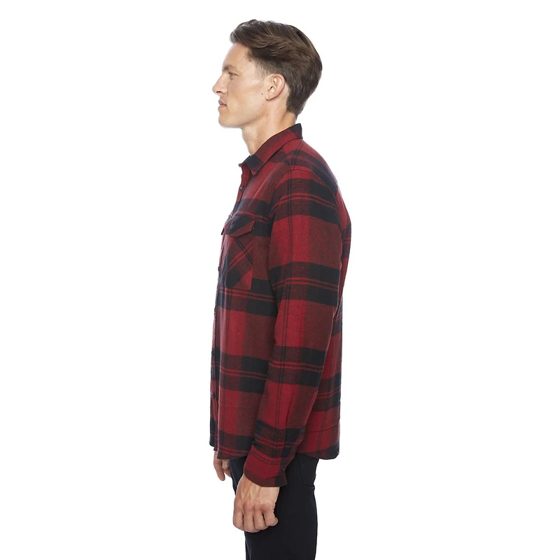 Dark Black Men's Long-Sleeve  Woven Shirt Flannel