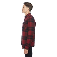 Dark Black Men's Long-Sleeve  Woven Shirt Flannel