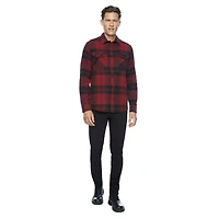 Dark Black Men's Long-Sleeve  Woven Shirt Flannel